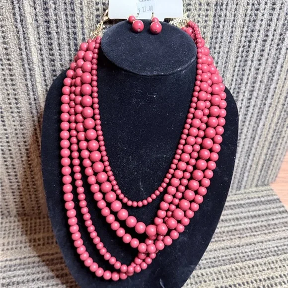 Women's  Vintage Erica LyonsMulti-Strand Burnt Orange BeadsNecklace and Earrings - Picture 3 of 8